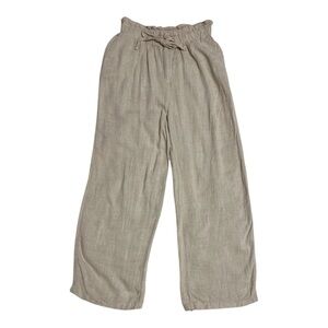 Thread & Supply Natural Wheat Linen Blend Wide-Leg Pants | Size Small Tie Waist